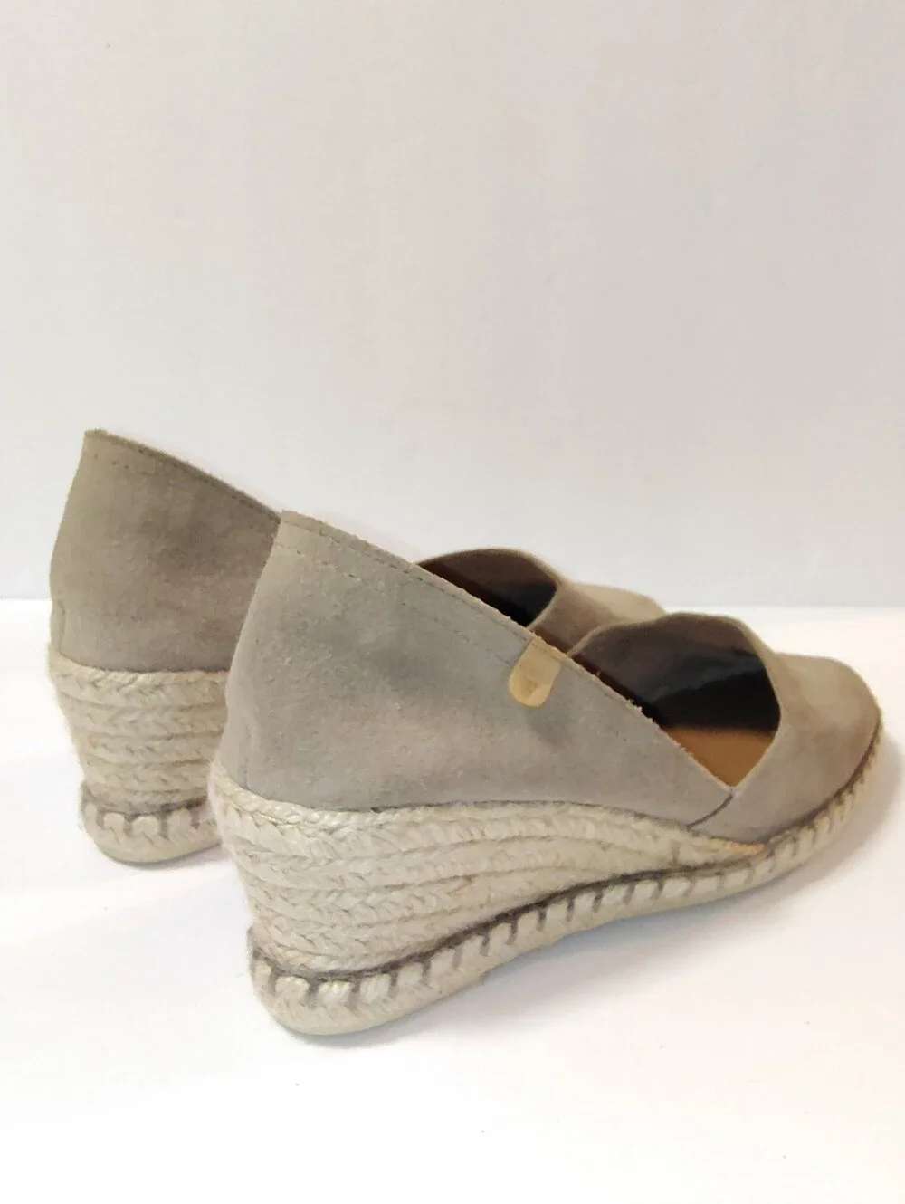 Verbenas Women's Mamen Suede Slip-On Wedge Espadrilles in Stone Made In Spain 39